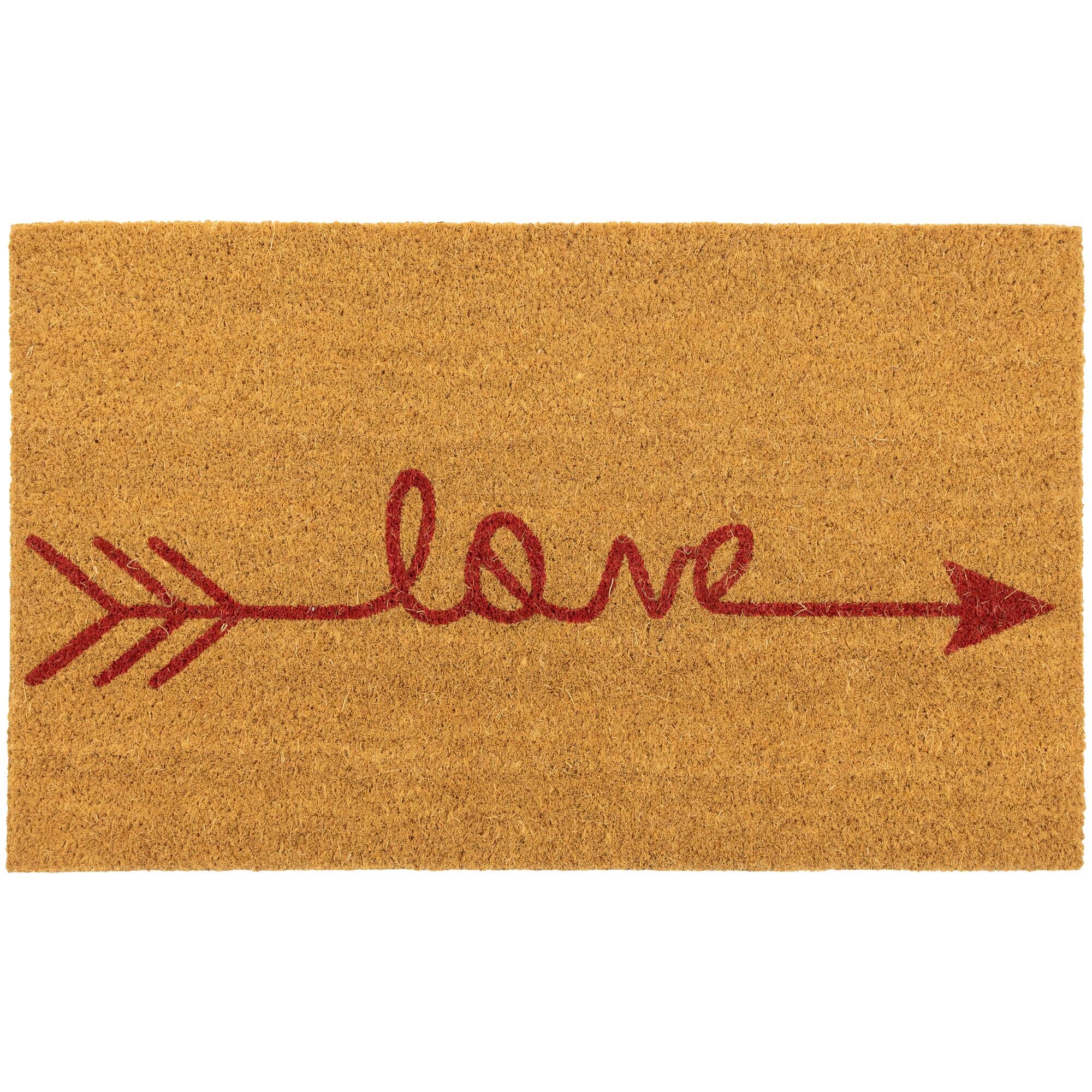 Red Love Arrow Natural Coir Outdoor Doormat